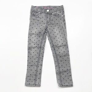 Cherokee toddler girls gray heart print denim skinny jeans